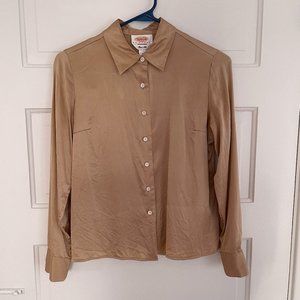 Gold/Beige Silk Button Down 4P Talbots